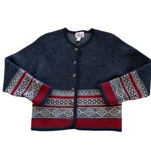 Vintage Tally Ho 100% Wool Cardigan Sweater